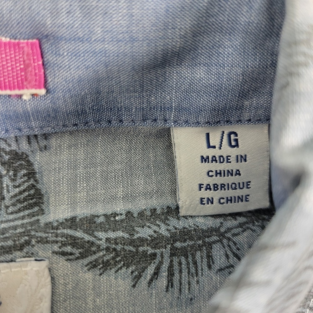 Tommy Bahama Mens‎ Large Gray AOP Floral Button Up Long Sleeve 2 Pocket - Picture 5 of 7